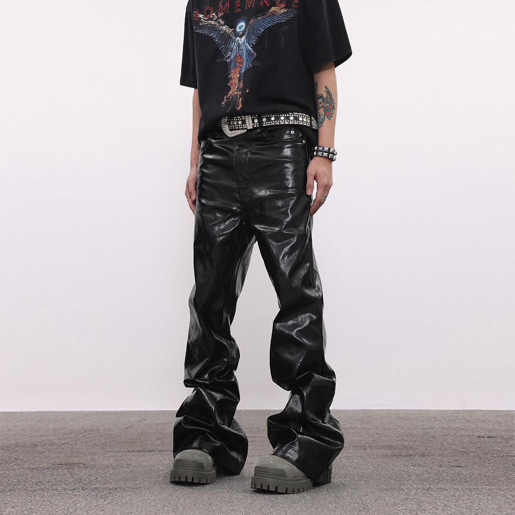 "Biker" Glossy Flared Jeans