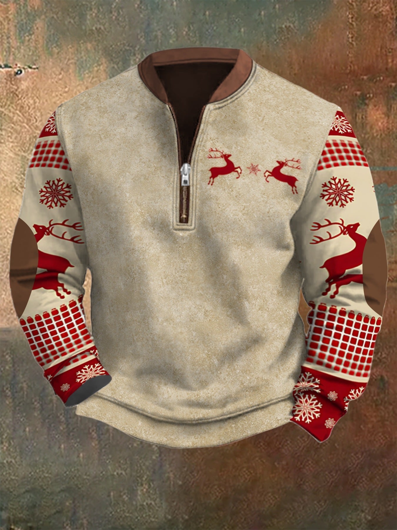 "Holiday Horns" Half Zipper Sweater