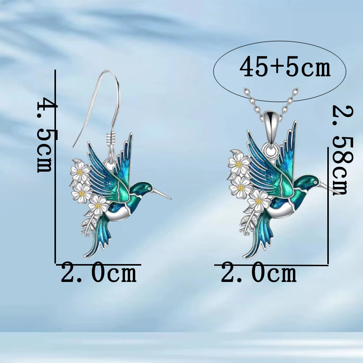 "Hummingbird" Pendant Necklace Earring Set