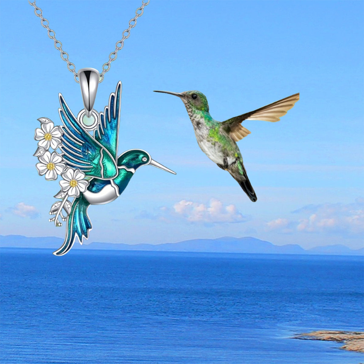 "Hummingbird" Pendant Necklace Earring Set