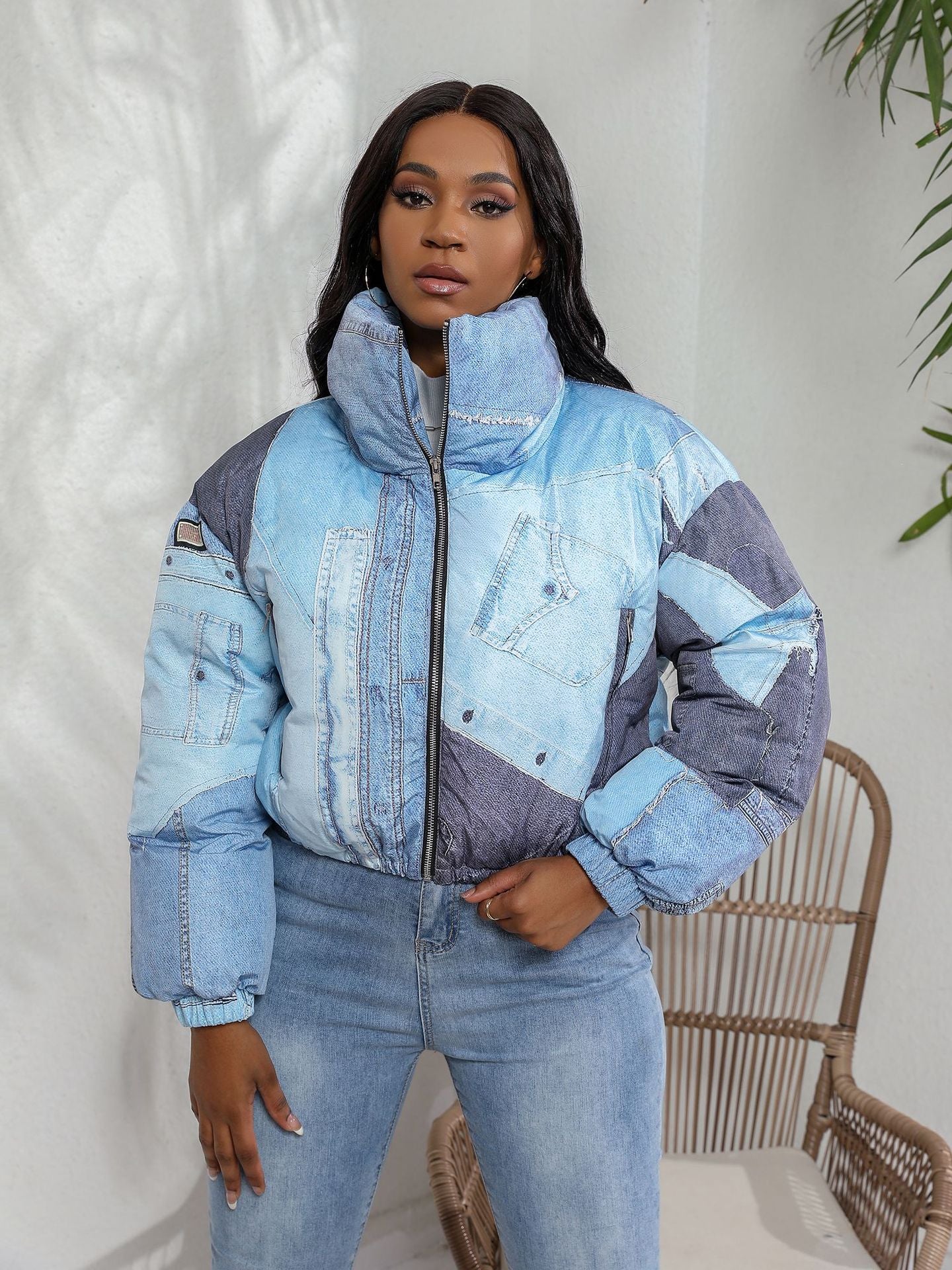 "Patched Denim" Puffer Jacket