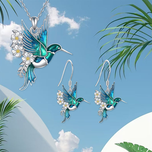 "Hummingbird" Pendant Necklace Earring Set
