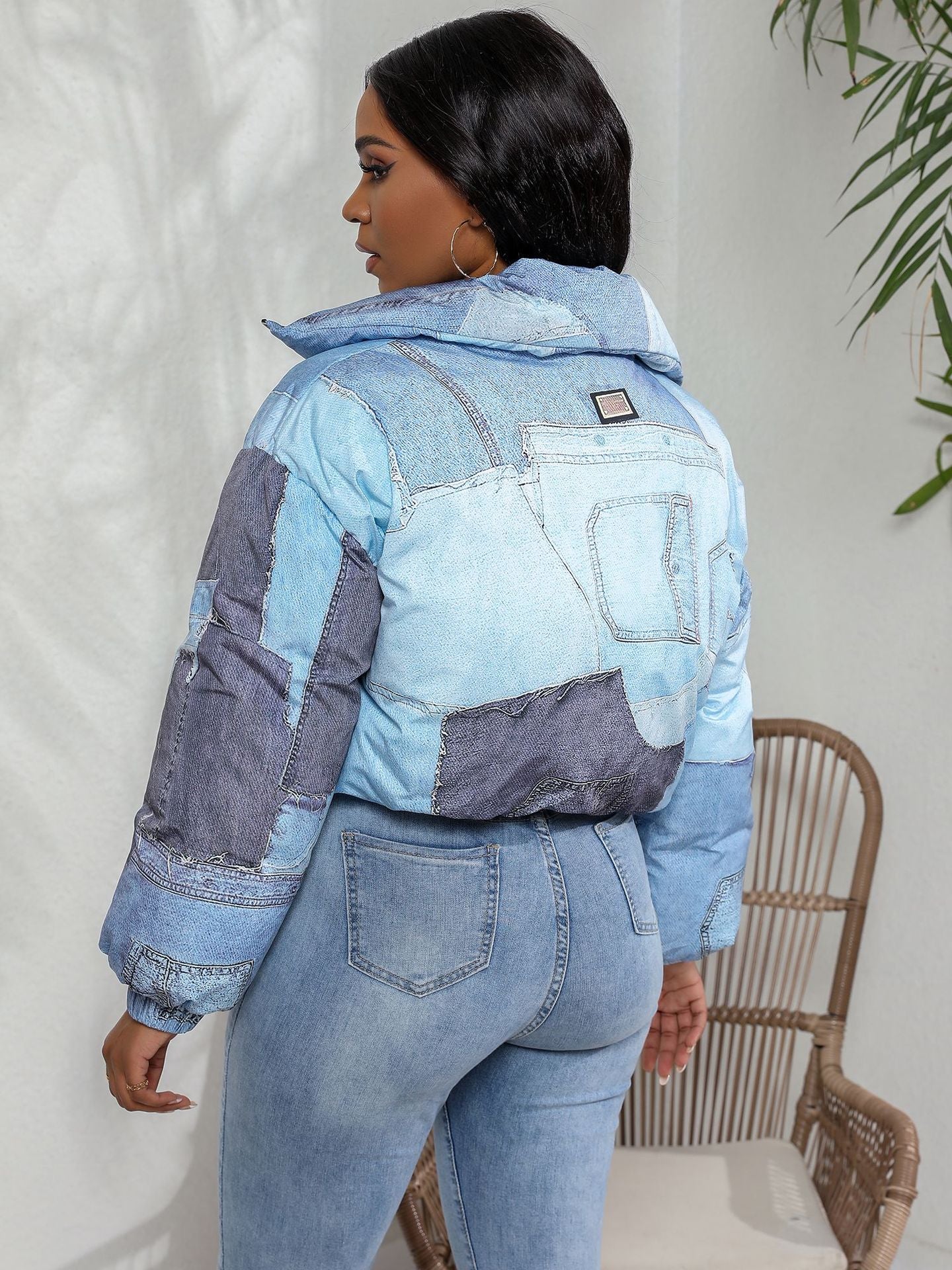 "Patched Denim" Puffer Jacket